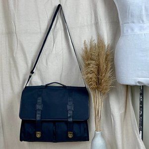 Vintage YSL Parfum Satchel Briefcase Bag Navy